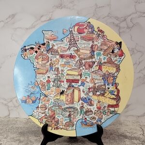 Vintage French Cheese & Gastronomic Map Tray – Annecy Ornamine by Alain Bourguig